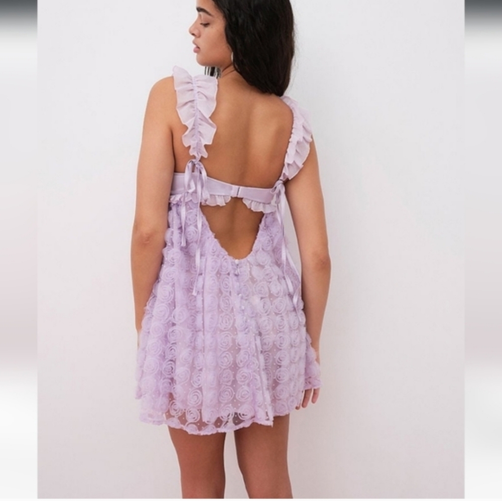 For The Love And Lemons Poppy Lilac Mini Dress‎